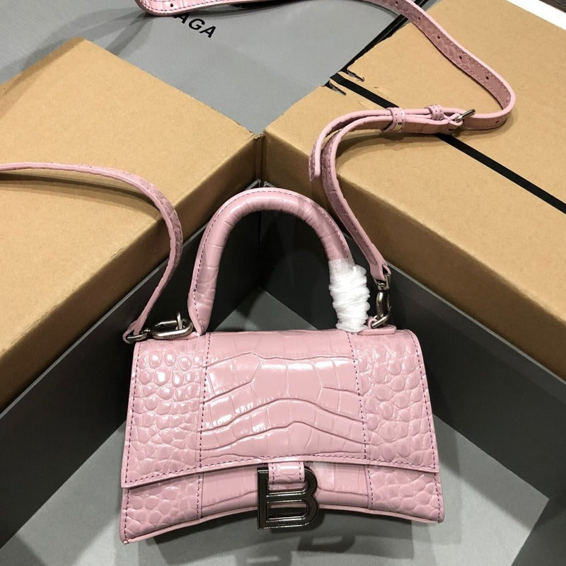 Handbag Crocodile Embossed Light Pink