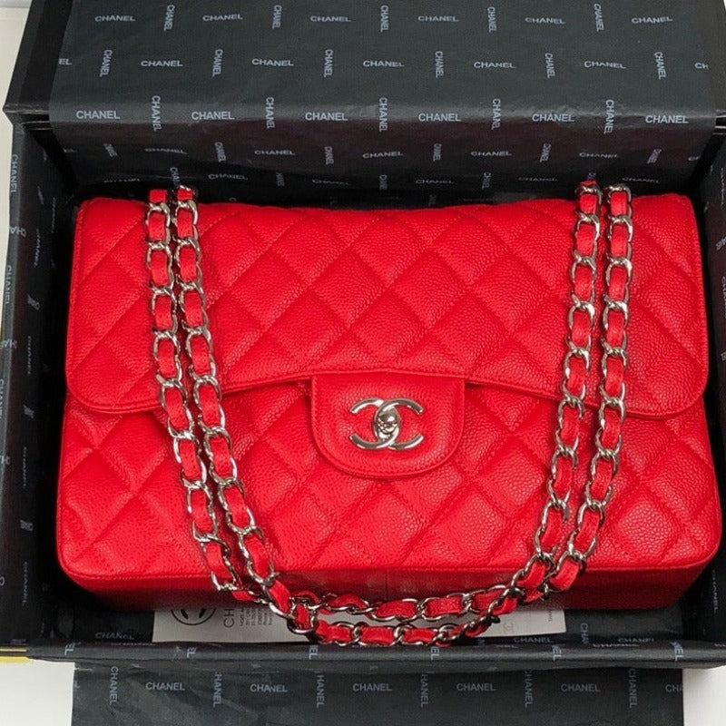 Caviar Jumbo Shoulder Bag Red 30