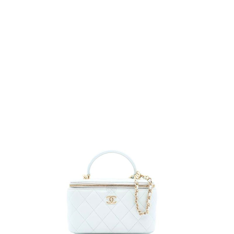 Small Vanity Case With Top Handle Bag White