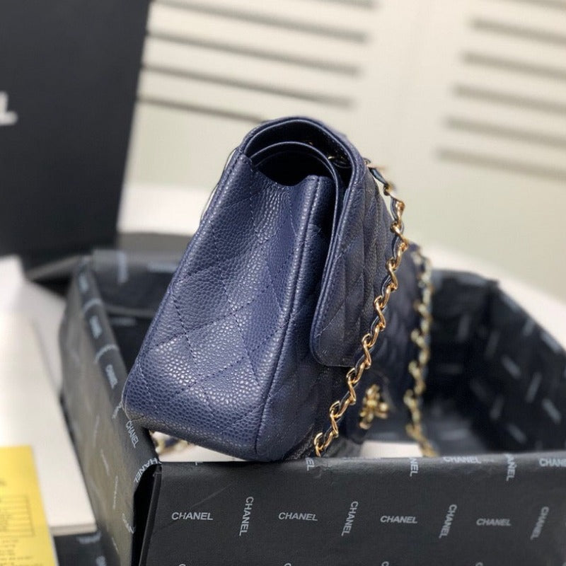 Caviar Jumbo Shoulder Bag Blue 25