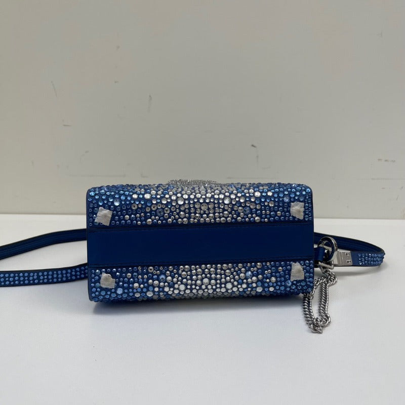 Crystal Mini Sequin Top Handle Bag Blue/Silver
