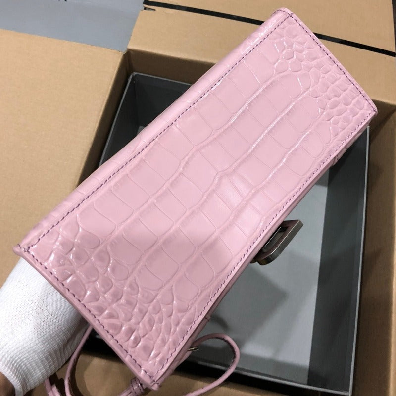 Handbag Crocodile Embossed Light Pink