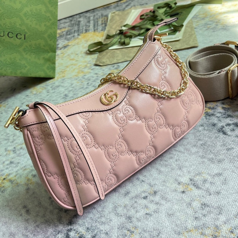 Leather GG Matelassé Shoulder Bag Pink