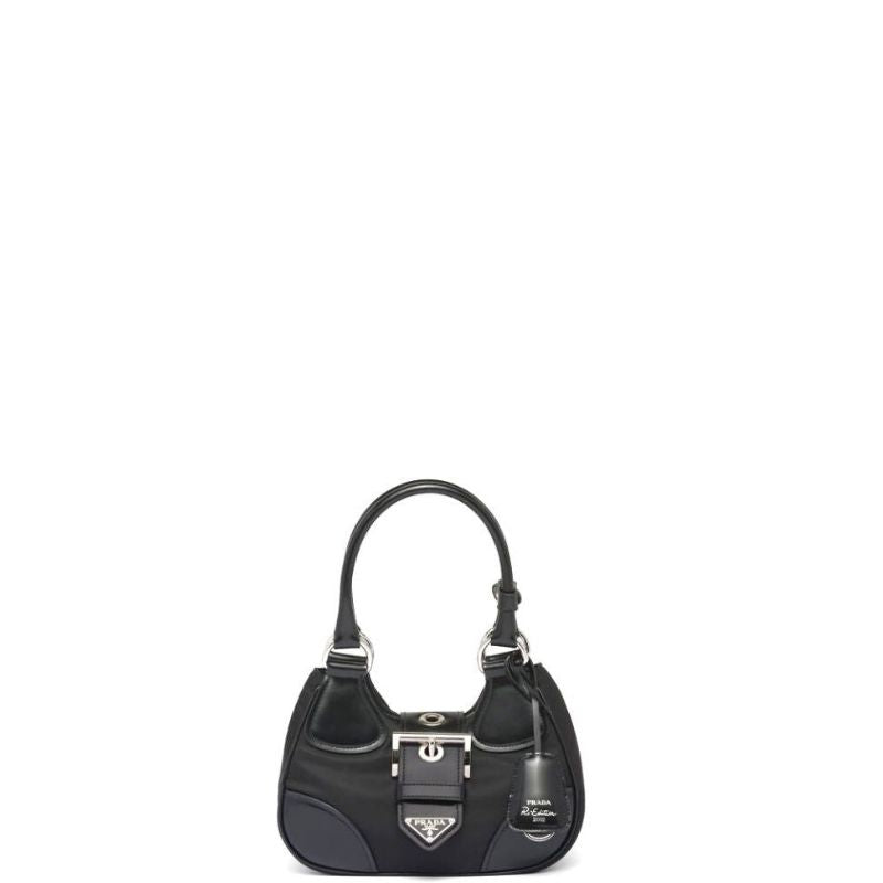 Moon Re-Nylon And Leather Bag Black
