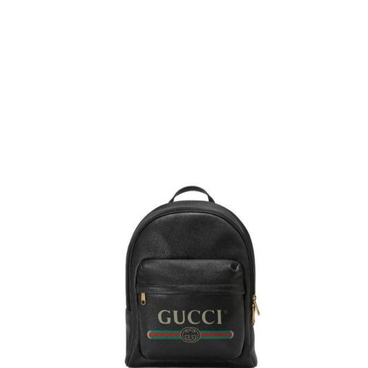 Print leather backpack Black