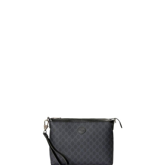 GG Rétro Leather-Trimmed Coated-Canvas Messenger Bag Black