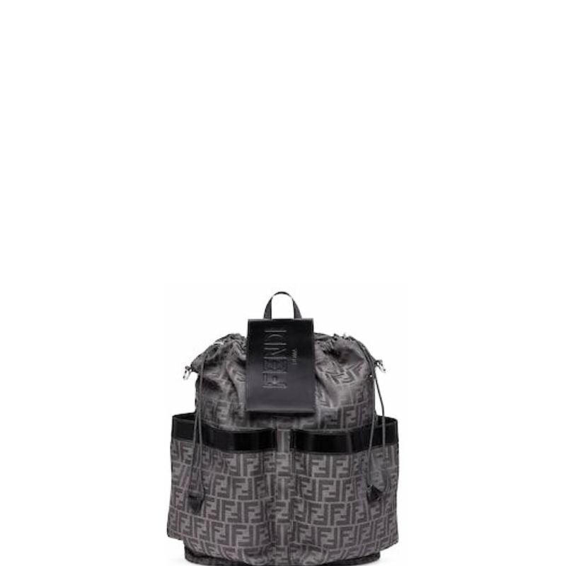 Large Backpack In Jacquard Fabric Black