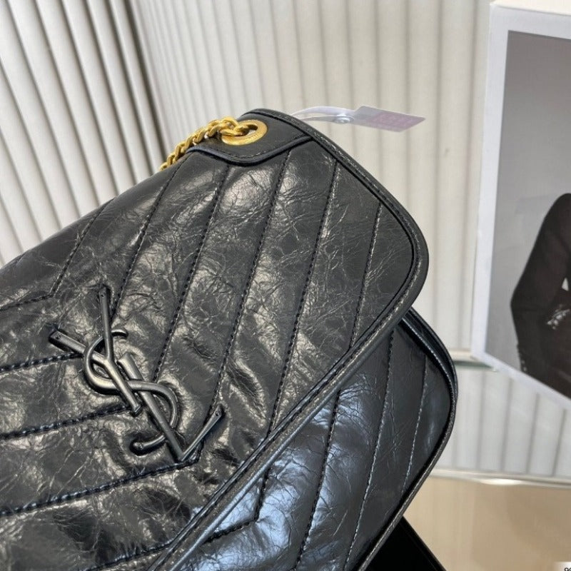 Niki Shoulder Gold Chain Bag Black