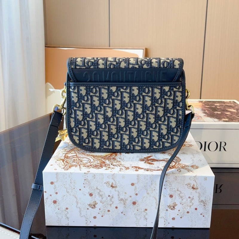 Bobby Medium Handbag  in Blue Dior Oblique Jacquard