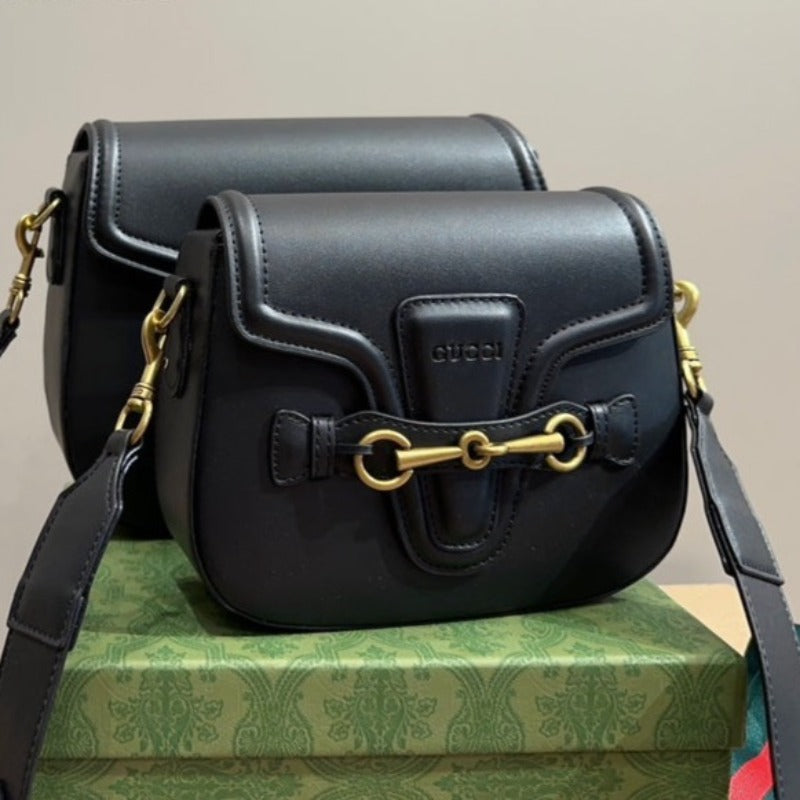 Lady Web Saddle Leather Bag Black