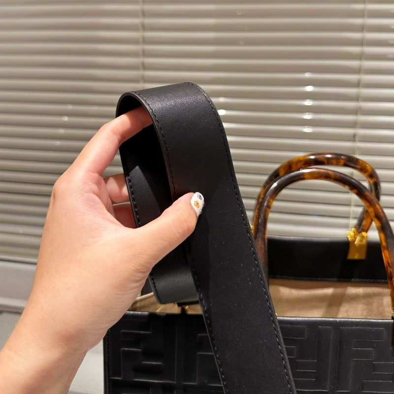 Sunshine Shopper Bag Black With Raised 3D-texture FF