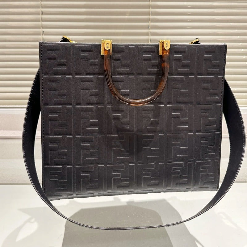 Sunshine Shopper Bag Black With Raised 3D-texture FF