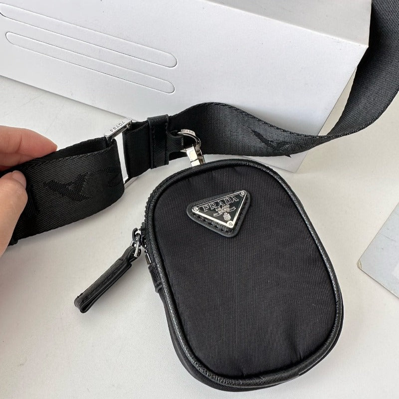 Re-nylon And Saffiano Leather Shoulder Bag Black