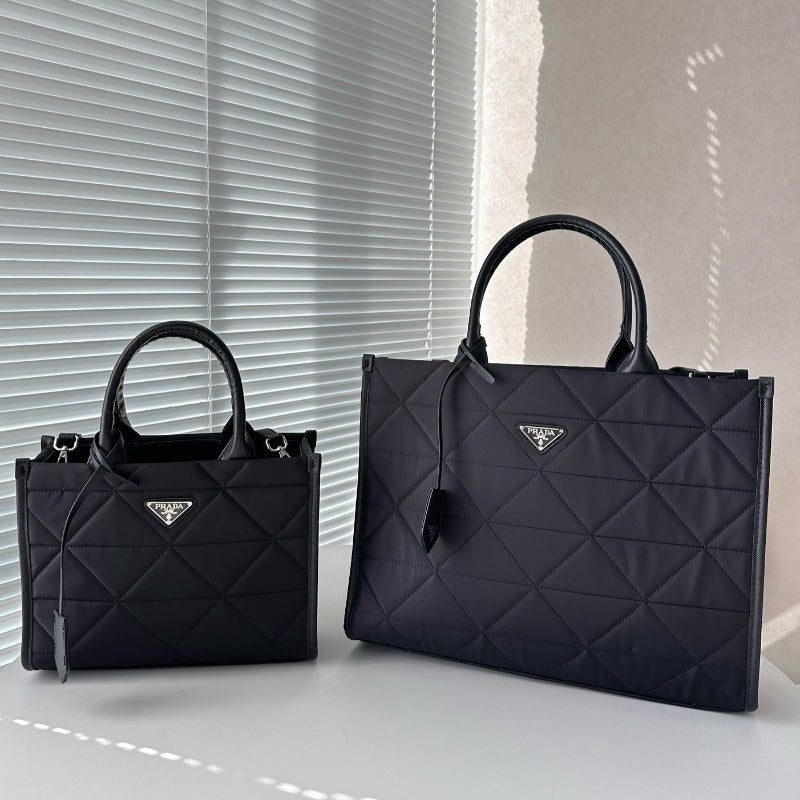 Re-Nylon Triangle Logo Tote Bag Black