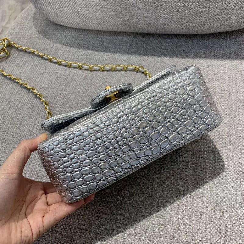 Classic Double Flap Bag Silver 25