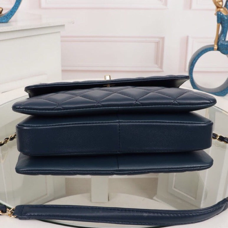 Flap Bag With Top Handle Dark Blue