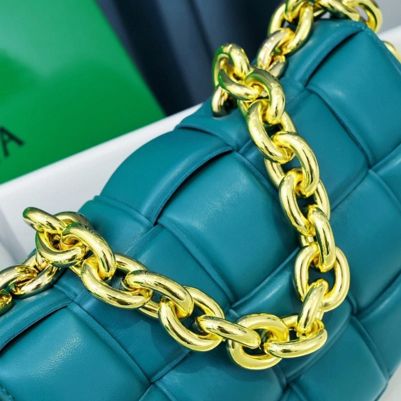 Cassette Shoulder Chain Bag Turquoise