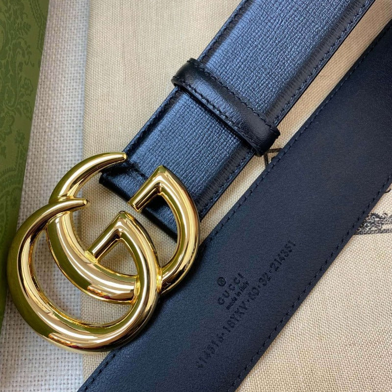 Marmont leather belt with shiny buckle Black