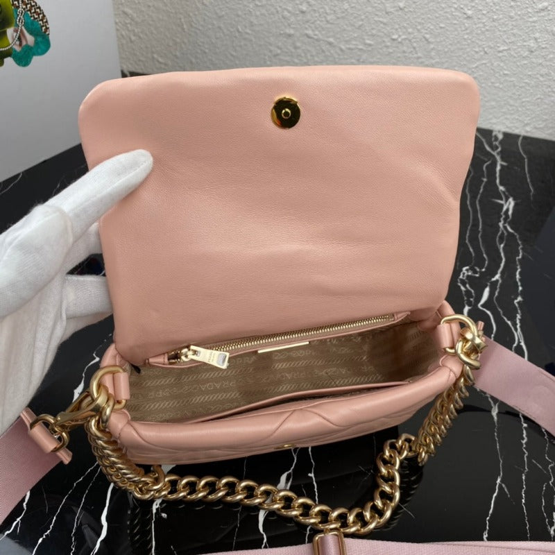 Nappa Quilted Patchwork System Shoulder Bag Pink