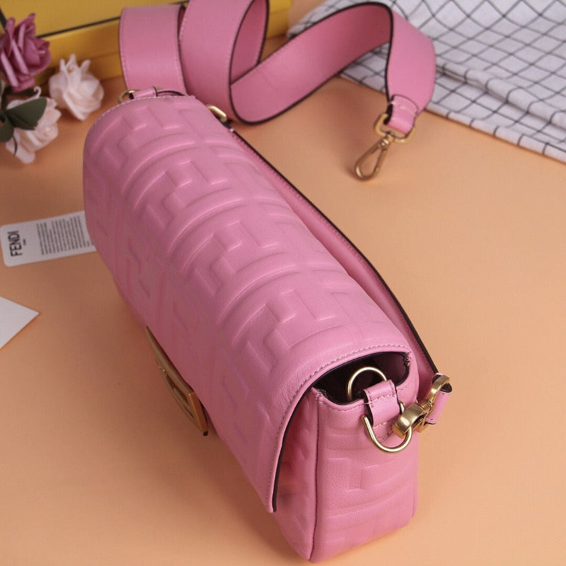 Baguette Nappa Shoulder Bag Pink