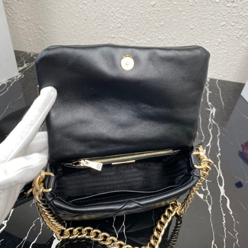Nappa Quilted Patchwork System Shoulder Bag Black
