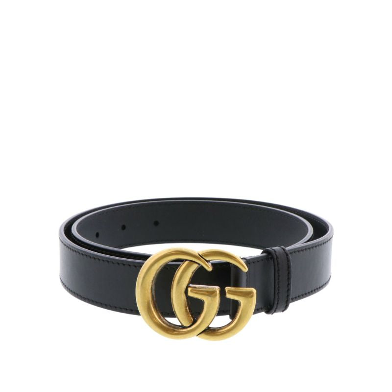 Marmont leather belt with shiny buckle Black