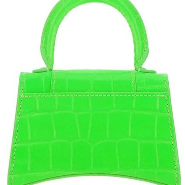 Handbag Crocodile Embossed Bright Green