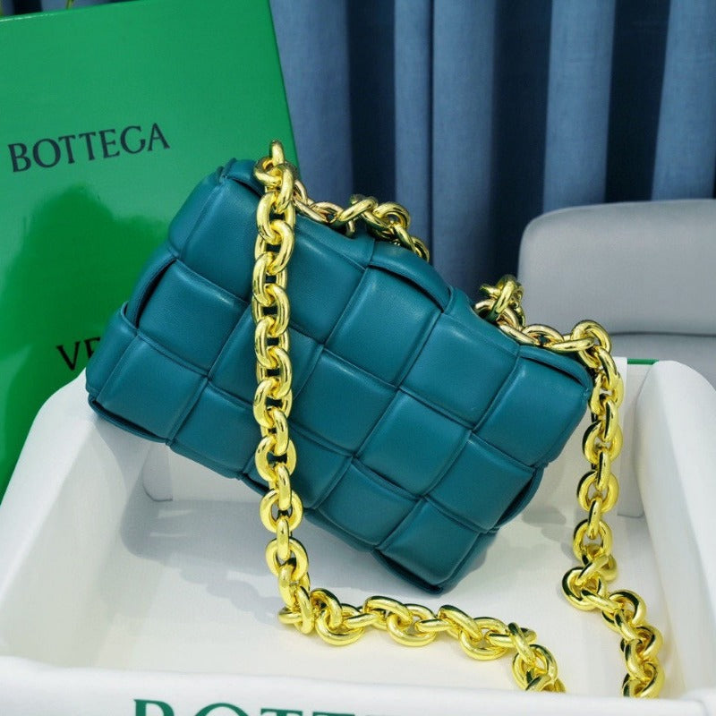 Cassette Shoulder Chain Bag Turquoise