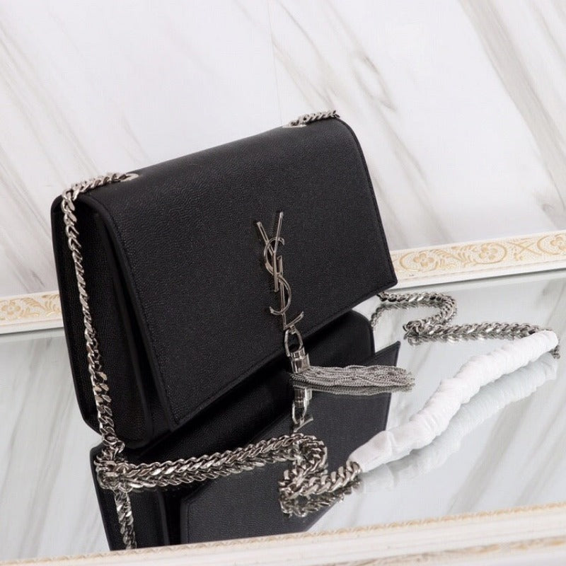 Medium Kate Tassel Bag With Chain Black