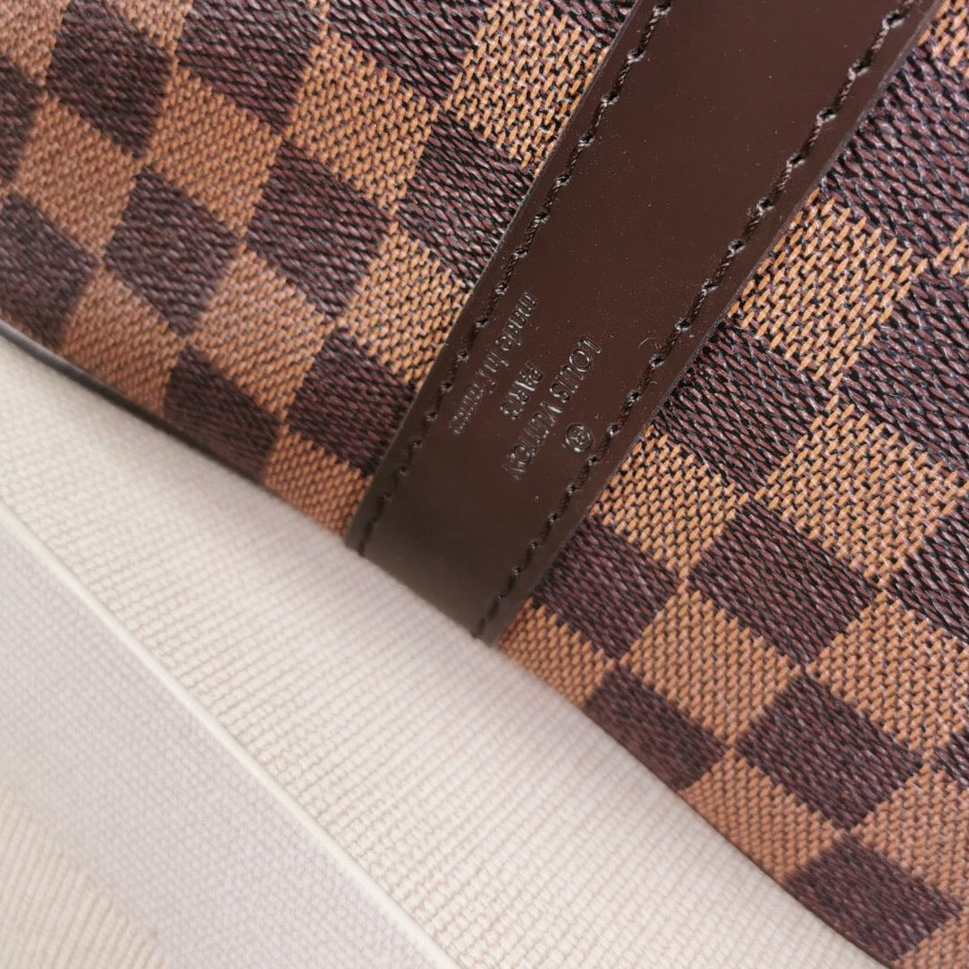Travel Bag In Checkered Canvas Brown