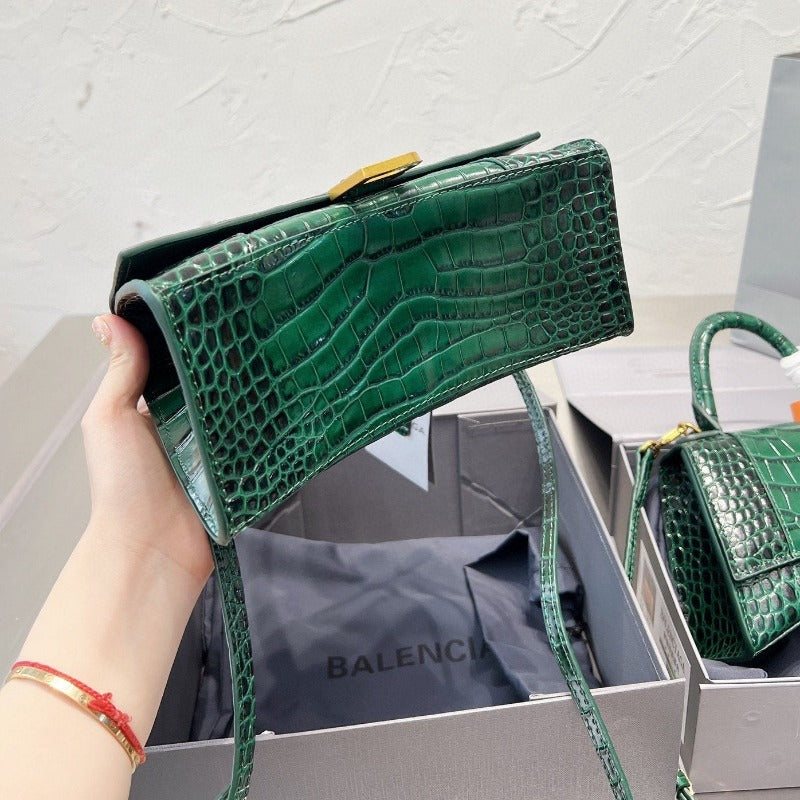 Handbag Crocodile Embossed Dark Green