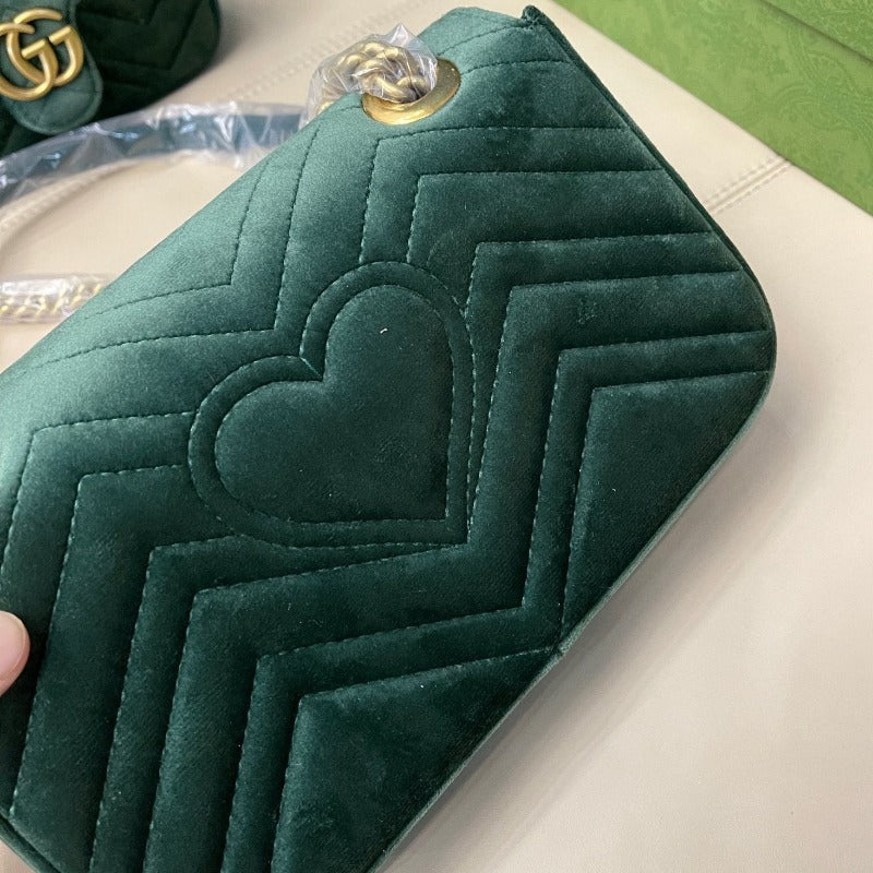 Marmont Shoulder Messenger Bag Green Velvet