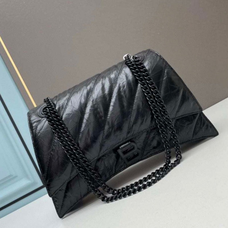 Women's Crush Chain Soft Bag in Black