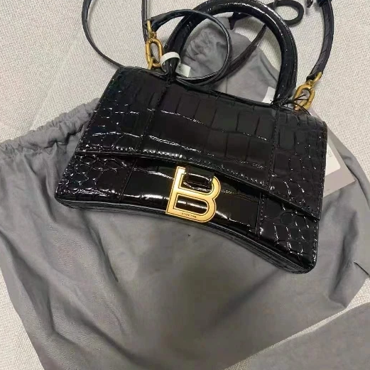Handbag Crocodile Embossed Black